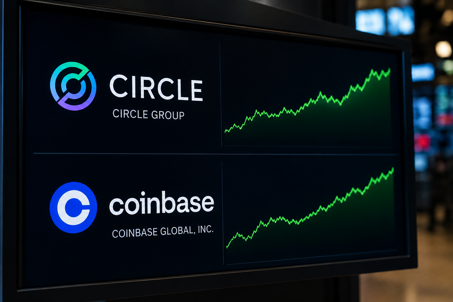 Coinbase, Circle stocks climb as analysts see Bitcoin-linked upside